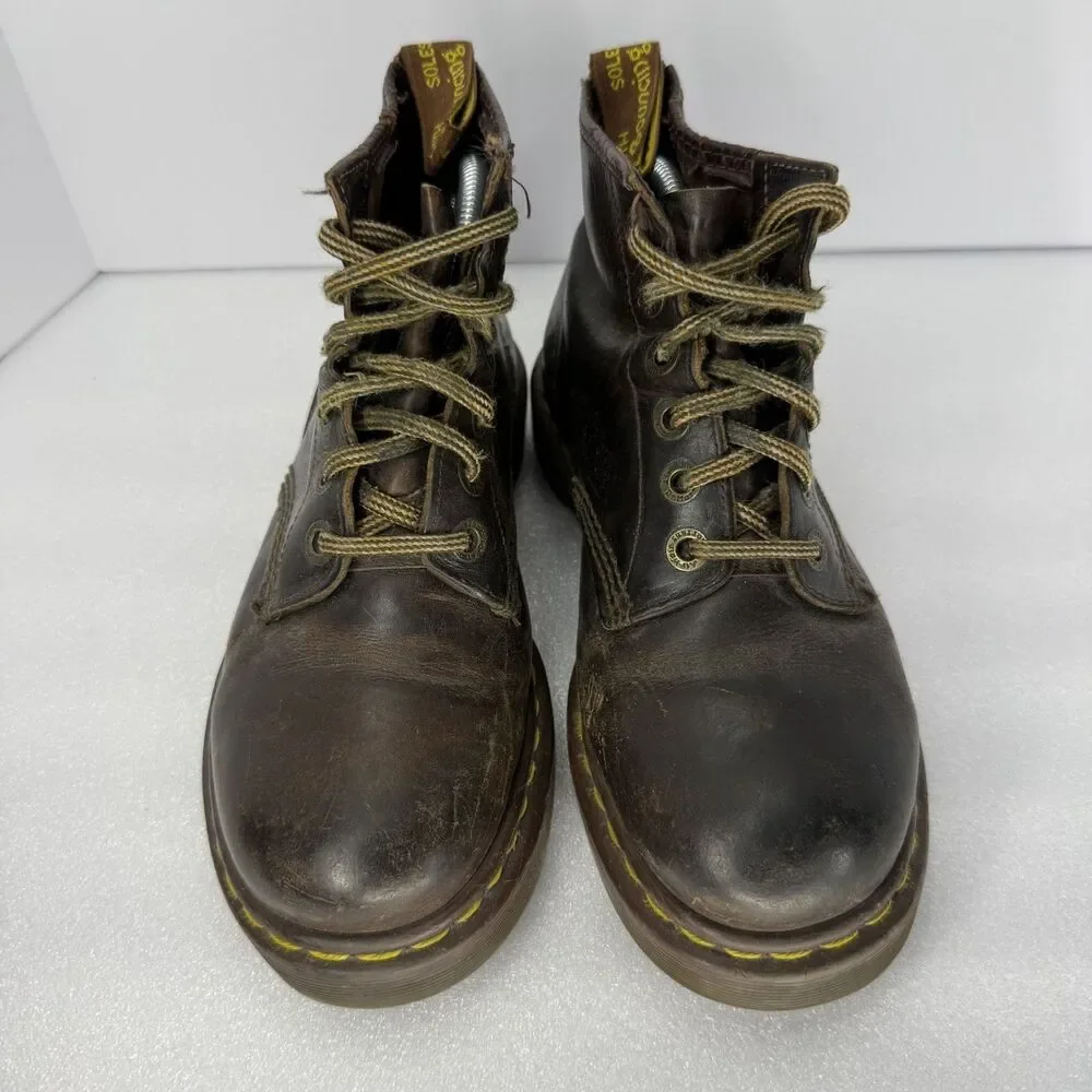 Vintage Dr Martens Leather Boots Brown Mens Size 6 Made in England 90s 6 Eyelet